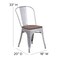 Flash Furniture Silver Metal Stackable Chair with Wood Seat, PK4 4-CH-31230-SIL-WD-GG - alternate 6
